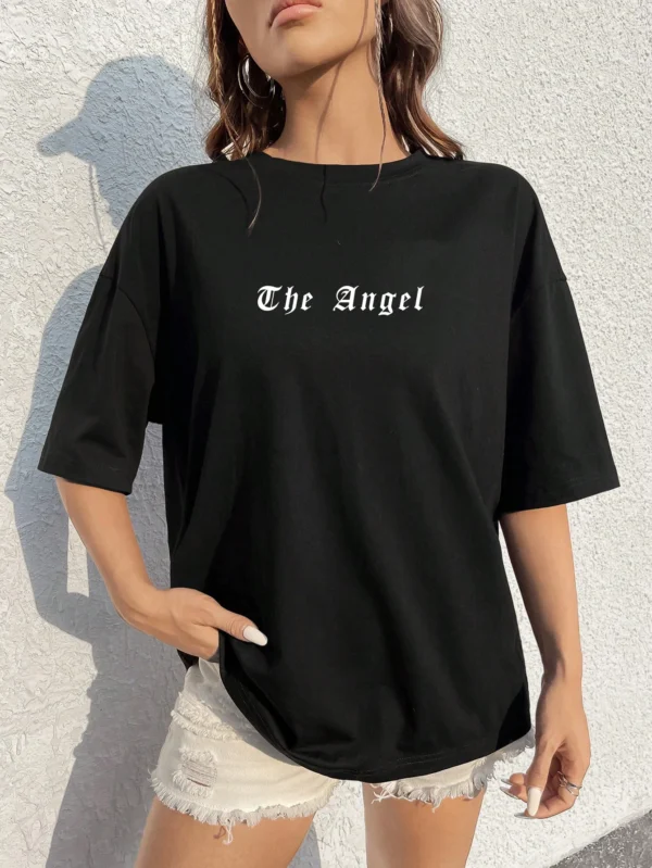 Dark Angel Wing Hot sale Graphic Printed T-Shirts For Women Loose Oversized Clothing Hip Hop Street Tshirt Cotton Short Sleeves - Image 2