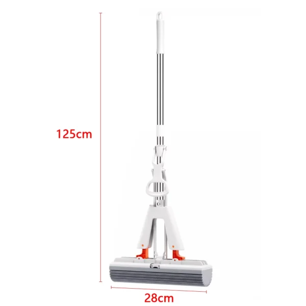 Squeezed Self Draining Rubber Cotton Mop Hand Free Magic Self-Cleaning Flat Mop Reusable Sponge Household Floor Cleaning Tool - Image 6