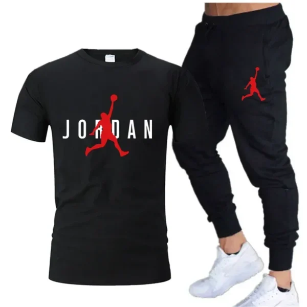 2025 Summer Men’s Tracksuit, Short Sleeve T-Shirt + Trousers 2-Piece Set