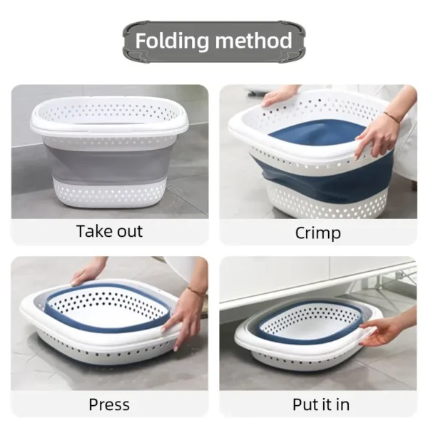 Collapsible Plastic Laundry Basket Folding Pop Up Bathroom Dirty Clothes Basket Household Plastic Large Storage Container - Image 5