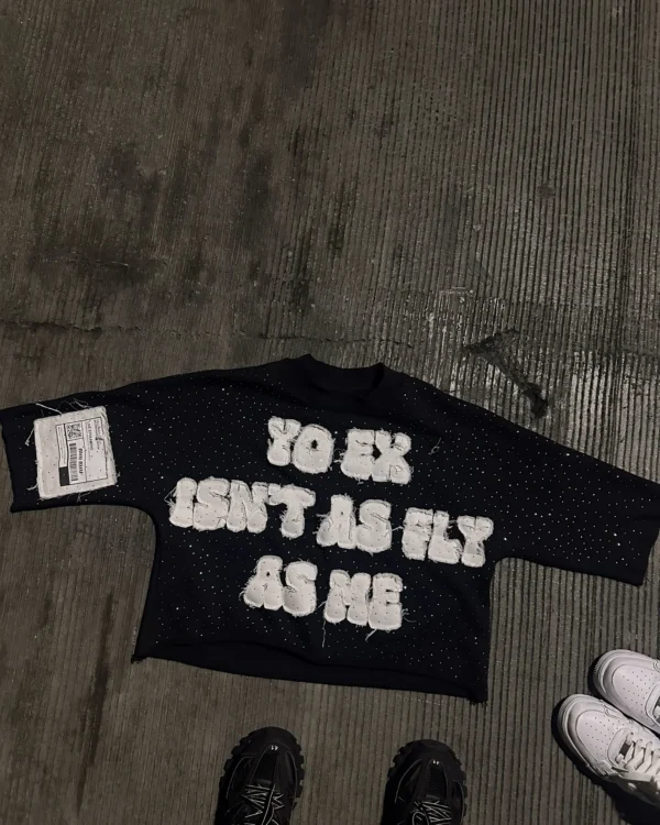 Gothic Letter Patchwork Y2K Casual Tracksuit for Men, Hip Hop Retro Sequin Striped Sweatpants and T-Shirt Two-Piece Set - Image 4