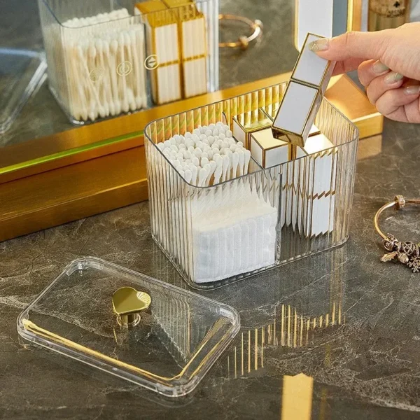 Transparent Plastic Square Swabs Cosmetic Organizer Storage Box Cotton Pads Holder For Daily Storage - Image 3