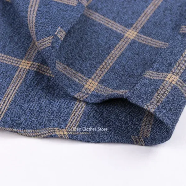 Pure Cotton Men's Plaid Shirt Long Sleeve Regular Fit Men Casual Oversized Shirt Leisure Autumn Male Blouse New Plus Size - Image 5