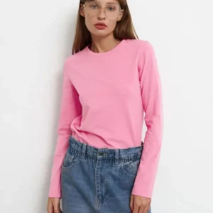 Wolfeel Women's Spring Autumn 100% Cotton T-Shirt Bottoming Basic Solid Lady Long Sleeve Loose Tops Shirts Oversized T-Shirt