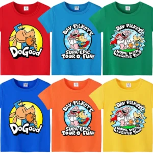 New Dog Man Kids T-shirts Cute Cartoon Figure Graphic T-shirt Kawaii Baby Boys Casuals Short Sleeves Tops 2025 Children clothes