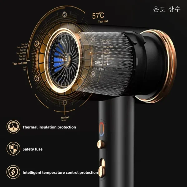 Professional Hair Dryer Hot Cold Wind Air Brush Hairdryer Negative Lonic Blow Dryer Strong PowerDryer Salon Tool 2400W 3th Gear - Image 4