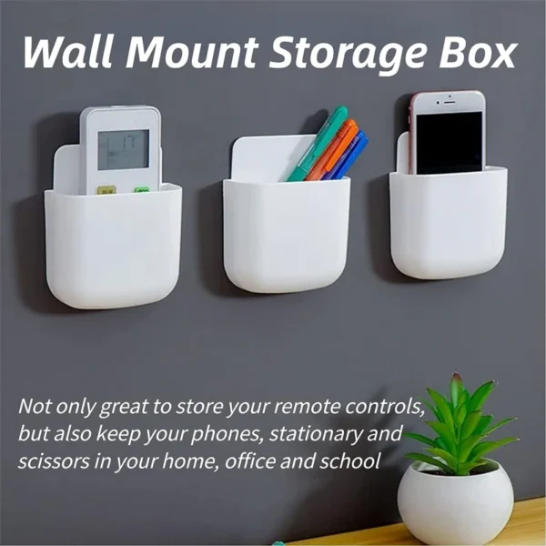 2PCS Wall Mounted Storage Box Household Living Room Conditioner Remote Control Bedside Phone Storage Holder Organizer Box Shelf - Image 3