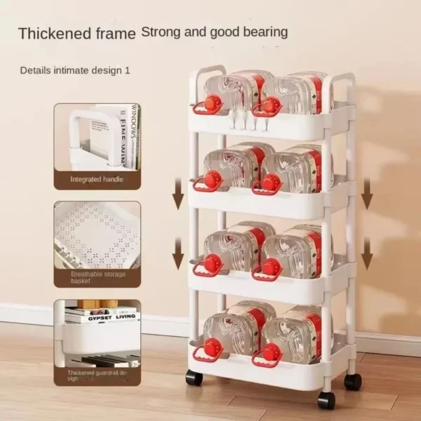 Multi-Layer Trolley Rack Trolley Organizer Mobile Bathroom Bathroom Storage Household Kitchen Multifunctional Cart with Wheels - Image 4