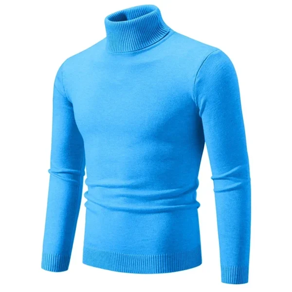 Men’s High Neck Sweater Pullover, a knitted turtleneck that offers warmth and timeless casual style for the colder months. - Image 4