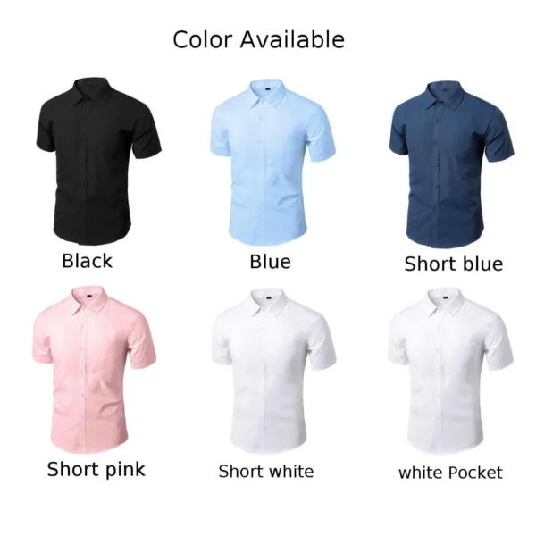 Summer Short Sleeve White Shirt Men's No Iron Anti-wrinkle Sales Bank Business Workwear Suit Blouse Men Formal Attire - Image 3