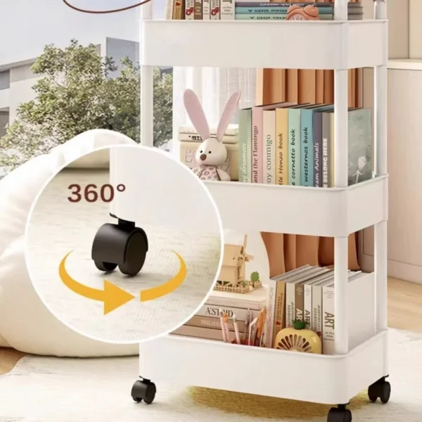 Household Multi-layer Small Cart Storage Rack Floor To Floor Kitchen Bedroom Bathroom Storage Rack Storage Rack With Wheels - Image 4