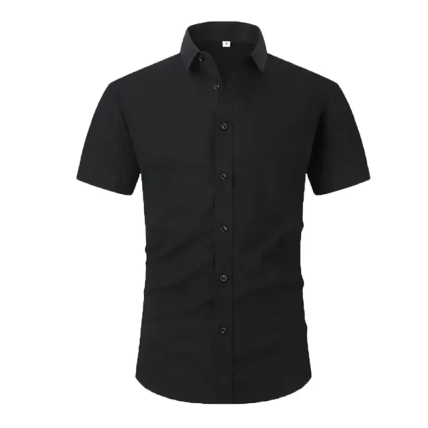Cotton Line Hot Sale Men's Short-Sleeved Shirts Summer Solid Color Turn-down collar Casual Beach Style Plus Size - Image 2