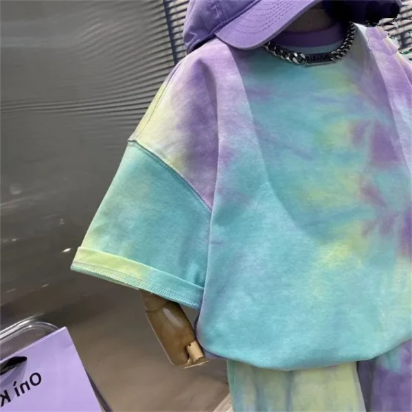 Summer baby Boy Clothes Set Children's Girls Tie Dye T-Shirts And Shorts 2 Pieces Set Kid Hip Hop Top Bottom Outfits Streetwear - Image 3