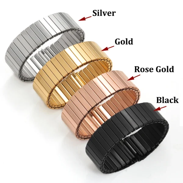 22mm S M L Expansion Watchband Elastic Stainless Steel Watch Strap Women and Men Watch Accessories Belt Metal Stretch Bracelet - Image 4