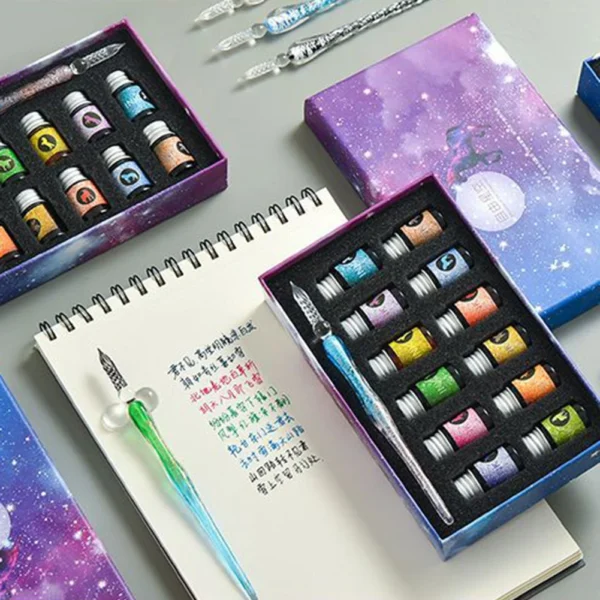 Calligraphy Glass Dip Pen Ink Set Multipurpose Colorful Ink Pen For Daily Use - Image 2