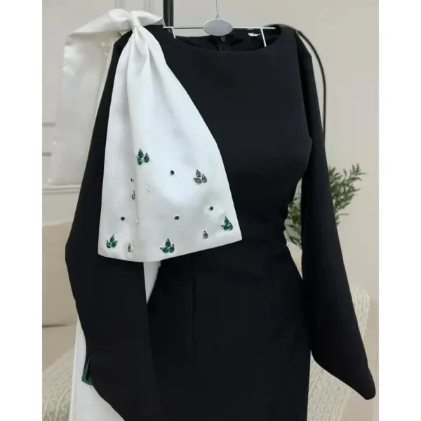 Fimora Saudi Arabia Sexy Black Prom Dress Women Beaded O Neck Party Evening Gown Floor Length Special Occasion Gowns Customized - Image 5