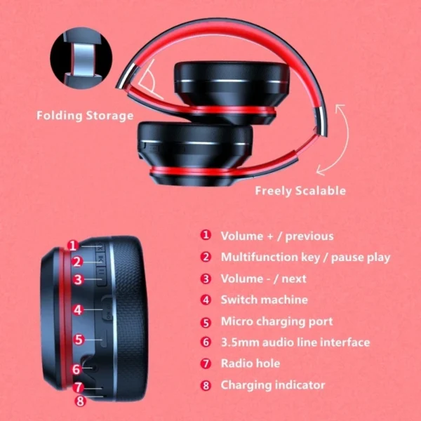 Lenovo HD200 Bluetooth Earphones – Over-Ear, Foldable, Wireless, Noise Cancellation, HIFI Stereo Gaming Headset - Image 7