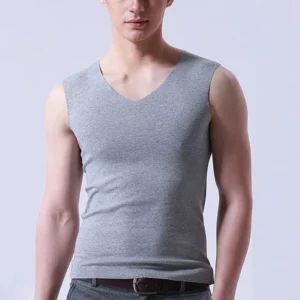 Men’s Ice Silk Seamless Tank Top, designed for bodybuilding and sports, featuring a soft V-neck and breathable stretch fabric for maximum comfort.