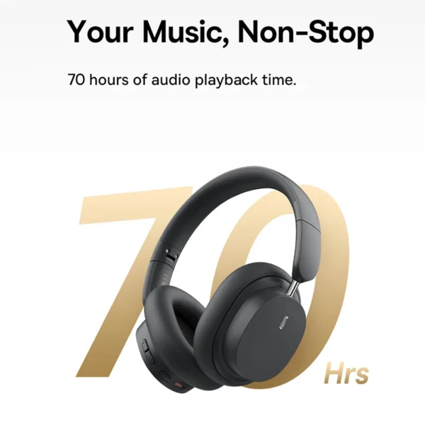 Baseus Bowie D05 Wireless Headphones – 3D Spatial Audio, Bluetooth 5.3, 40mm Driver, Foldable Over-Ear Design, 70H Playtime - Image 3