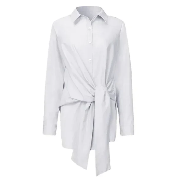 Long Sleeve Women Shirt Button Loose White Blouses Office Lady Elegant Cotton Tops - Image 2