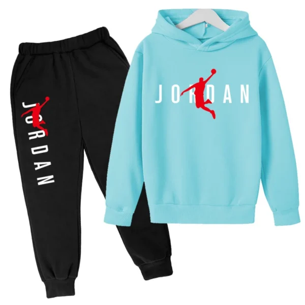 Kids Casual Alphabet Print Sweatshirt Hoodie+ Pants 2P Outdoor Sports 3-12 Years Boys Girls Toddler Clothing Street Charming Set - Image 3