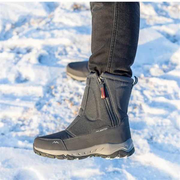 Large Size Winter Men's Boots Warm Plush Ankle Boots Sweat Wicking High-Top Warm Snow Boots Outdoor Sneakers Winter Men's Shoes - Image 4