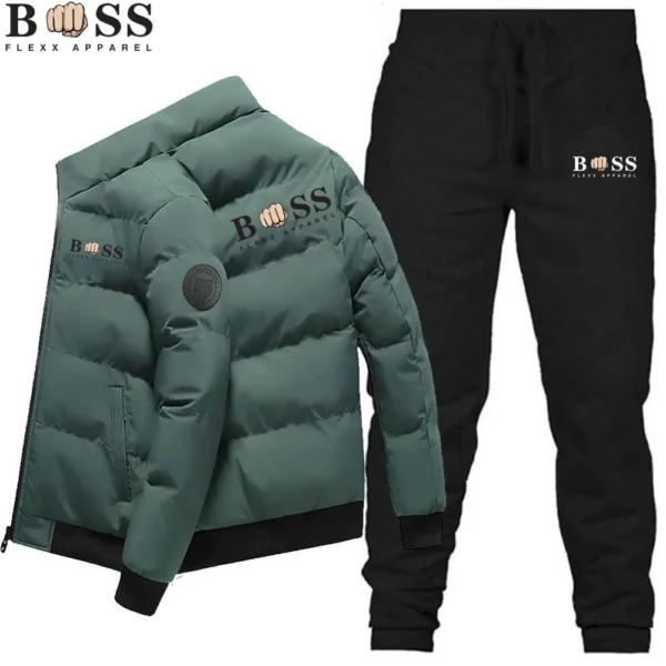 2024 Fashion Winter Korean BSS FLEXX APPAREL Men’s Fashion Warm New Windproof High-Quality Polyester Zipper Jacket and Pants - Image 6