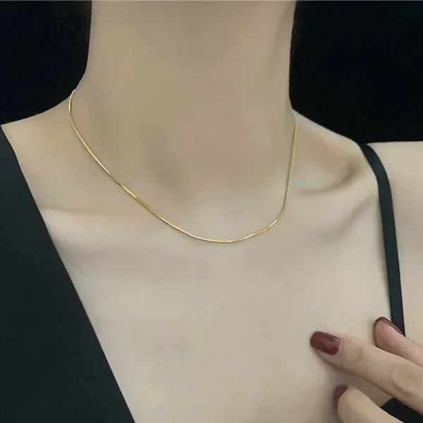 LATS New Stainless Steel Shiny Polish Snake Chain Choker Necklace for Women Men Fashion Jewelry - Image 2