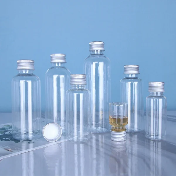 5ml-100ml Screw Aluminum Cap Lotion Bottles Transparent Plastic Travel Liquid Shampoo Toiletries Cosmetic Container Empty Bottle