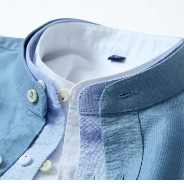 2023 Spring and Autumn New Pure Cotton Stand Collar Oxford Spun Long Sleeve Shirt Japanese Casual No-Iron Fashion Men's Clothing - Image 5