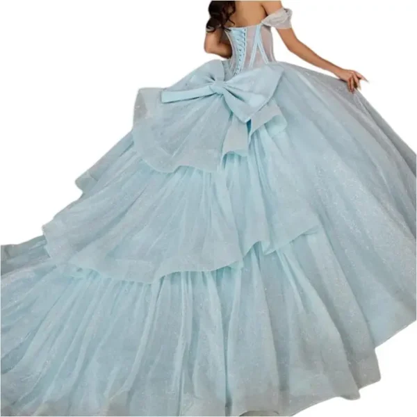 AQ121 Customized Ball Gown Prom Dresses Sweet 16th Girl Illusion Bow Women Party Formal Wear vestidos de 15 quinceañera 2024 - Image 2