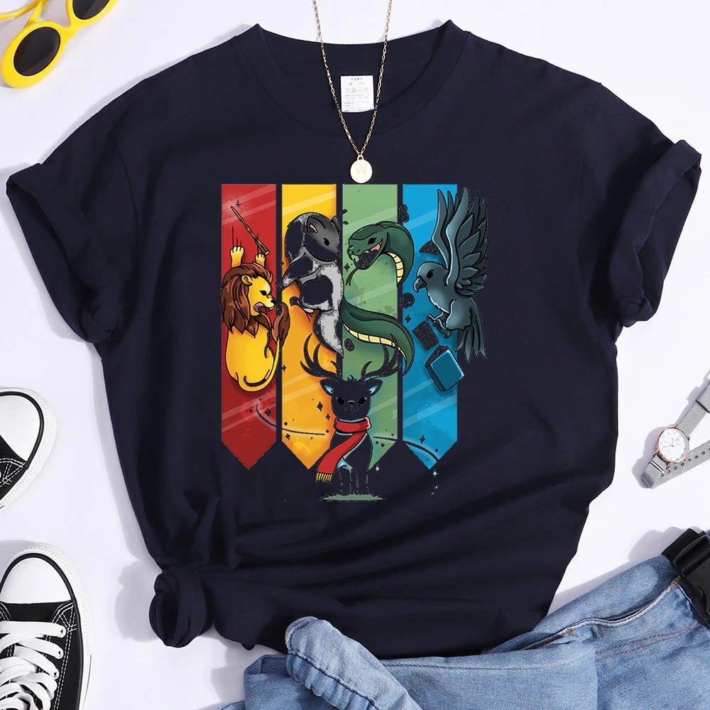 Magic Animal Ladies T Clothing T-shirts Short Sleeve Fashion Female Graphic Tees Hogwarts Print Summer Casual Tshirts Clothes - Image 5