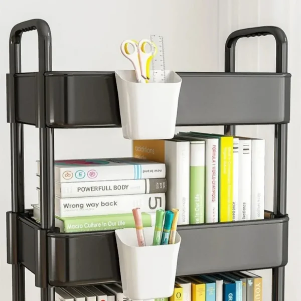 3/4 Tier Mobile Storage Rack Trolley Organizer With Wheels Plastic Kitchen Organizers Household Cart Mobile Trolley Bookshelf - Image 5