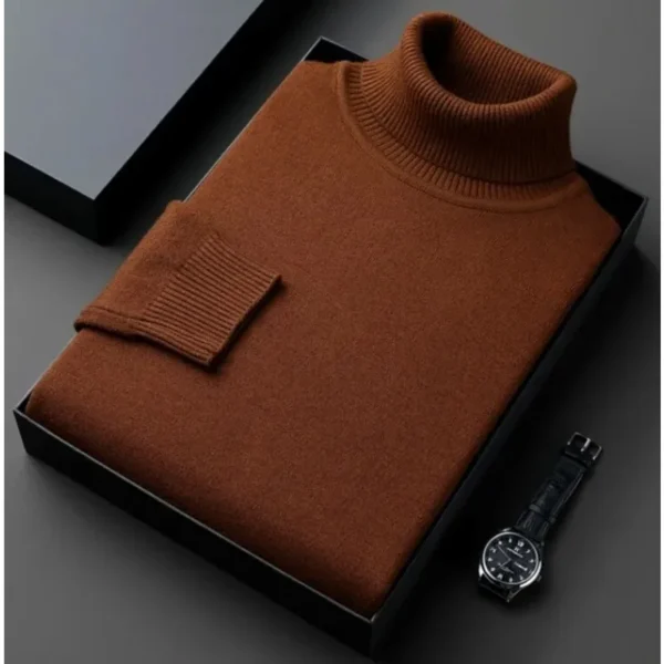 Sweatwear Mens Anti-Pilling High Quality Knitted Turtleneck Sweater Slim Fit Long Sleeve Pullover Solid Color Trend Men Clothing - Image 3