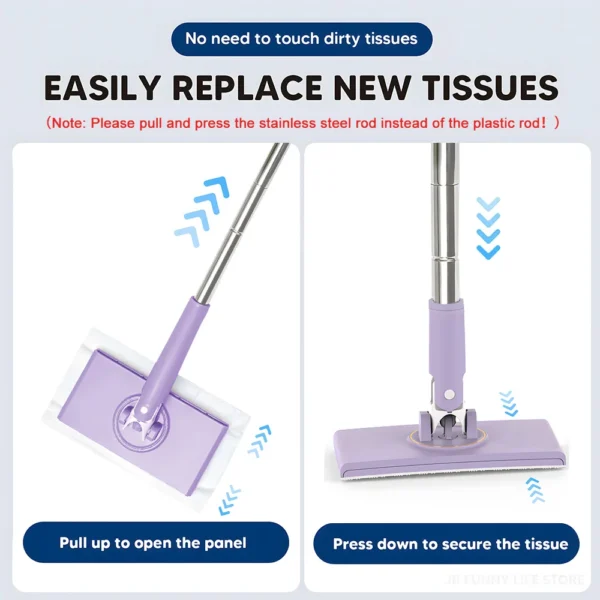 Hands-Free Cleaning mop For Floor/Window 360°Rotation Mini Mop For Wet Wipes Household Kitchen Cleaning Tool - Image 3