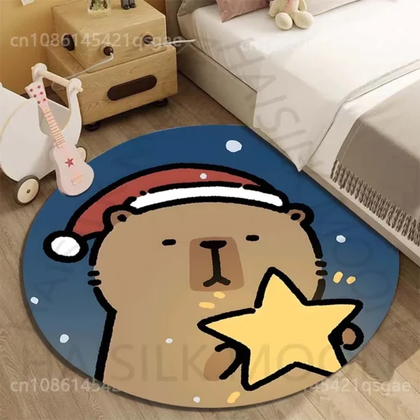 Capybara Cartoon Printed Round Carpet for Living Room Sofa Table Floor Mats Large Pet Mat Soft Round Rug Home Decor for Gifts - Image 2