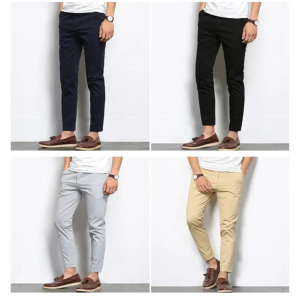 BROWON Summer Men Fashions Solid Color Casual Pants Men Straight Slight Elastic Ankle-Length High Quality Formal Trousers Men - Image 2