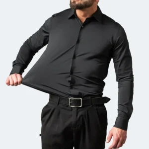6xl New Spring and summer elastic force non-iron men's long-sleeved business casual shirt solid color mercerized vertical shirt