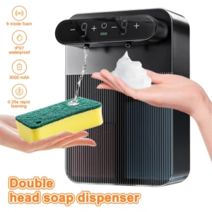 3000mAh Dual Automatic Liquid Soap Dispenser 9 Gear Wall Mount Smart Display Touchless Sensor Foam Dispensers Hand Washer