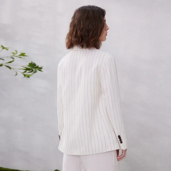 K2062X Luxury Brand Women's Clothing 100% Linen Ladies Office wear Stripe Suit Women's Formal Blazer Clothes - Image 6