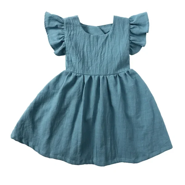 0-5Yrs Children Girls Ruffles Dress Casual Sleeveless Dress Summer Kids Girls Back Bow Clothing Outfits - Image 2