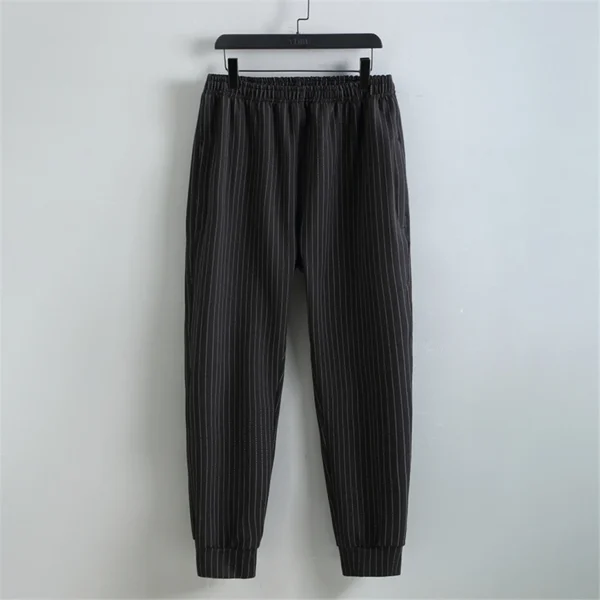 Men’s Plus Size Stripe Sets, available up to 10XL for a bold yet comfortable autumn-winter fashion statement. A cargo-style jacket and pants ensemble for big-size fashion. - Image 4