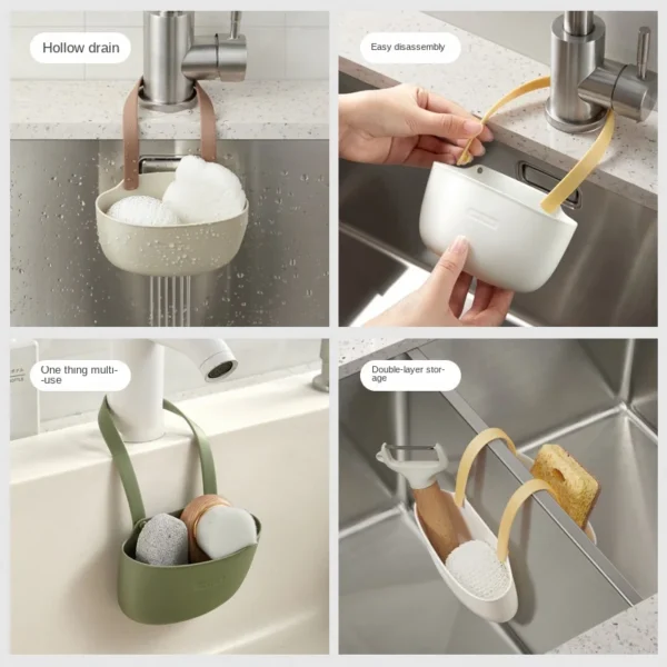 Kitchen Sink Sponges Soap Holder Bathroom Dish Drain Water Basket Storage Drying Rack Accessories Organizer - Image 4