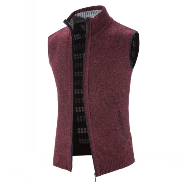 Autumn Winter Sweater Vest Men Thick Warm Sleeveless Cardigan Coat Knitted Vest Outerwear Zipper Sleevel Sweater Jacket Men Vest - Image 5