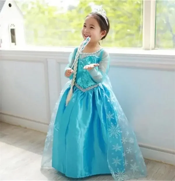 Girls Snow Queen Elsa Kids Costumes For Girl 2024 Carnival Party Prom Gown Robe-Playing Children Clothing Frozen Princess Dress - Image 2