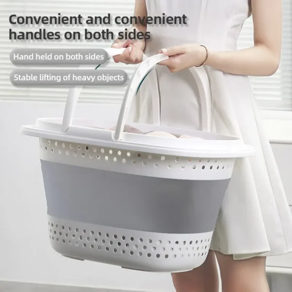Collapsible Plastic Laundry Basket Folding Pop Up Bathroom Dirty Clothes Basket Household Plastic Large Storage Container - Image 2