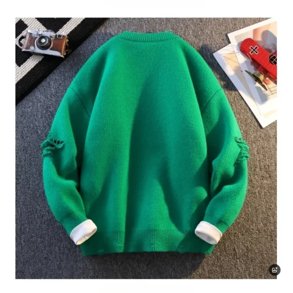 Autumn Wool Sweater for Men and Women, Thick Warm Jumper, Korean Brand Knit Pullover for Winter - Image 3
