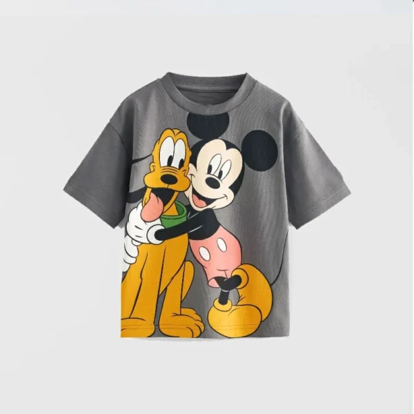 Printed Cartoon Mickey T-shirt Summer Clothing Loose Fashion Children's Wear Tops Tees Short Sleeved Kids Boy Clothes Tshirts - Image 2