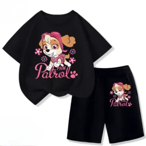 PAW Patrol Children's T-shirts Sets Girls Summer Short Sleeve Shorts Two Piece Suit Kids Outfits Breathable Sport Clothes Set