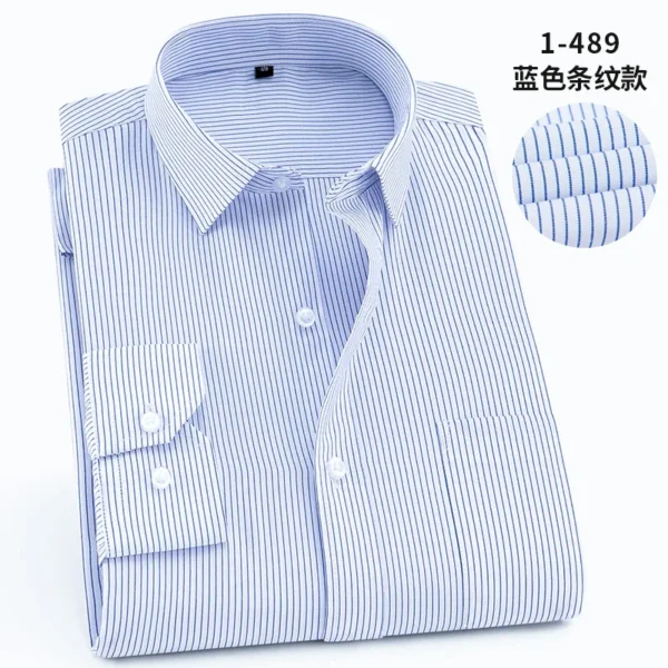 White Men Twill Long Sleeve Shirt,Single Breasted Lapel Asian Size Shirts,Wedding/Business/Office/Casual Tops Camisas,M-8XL 9XL - Image 2